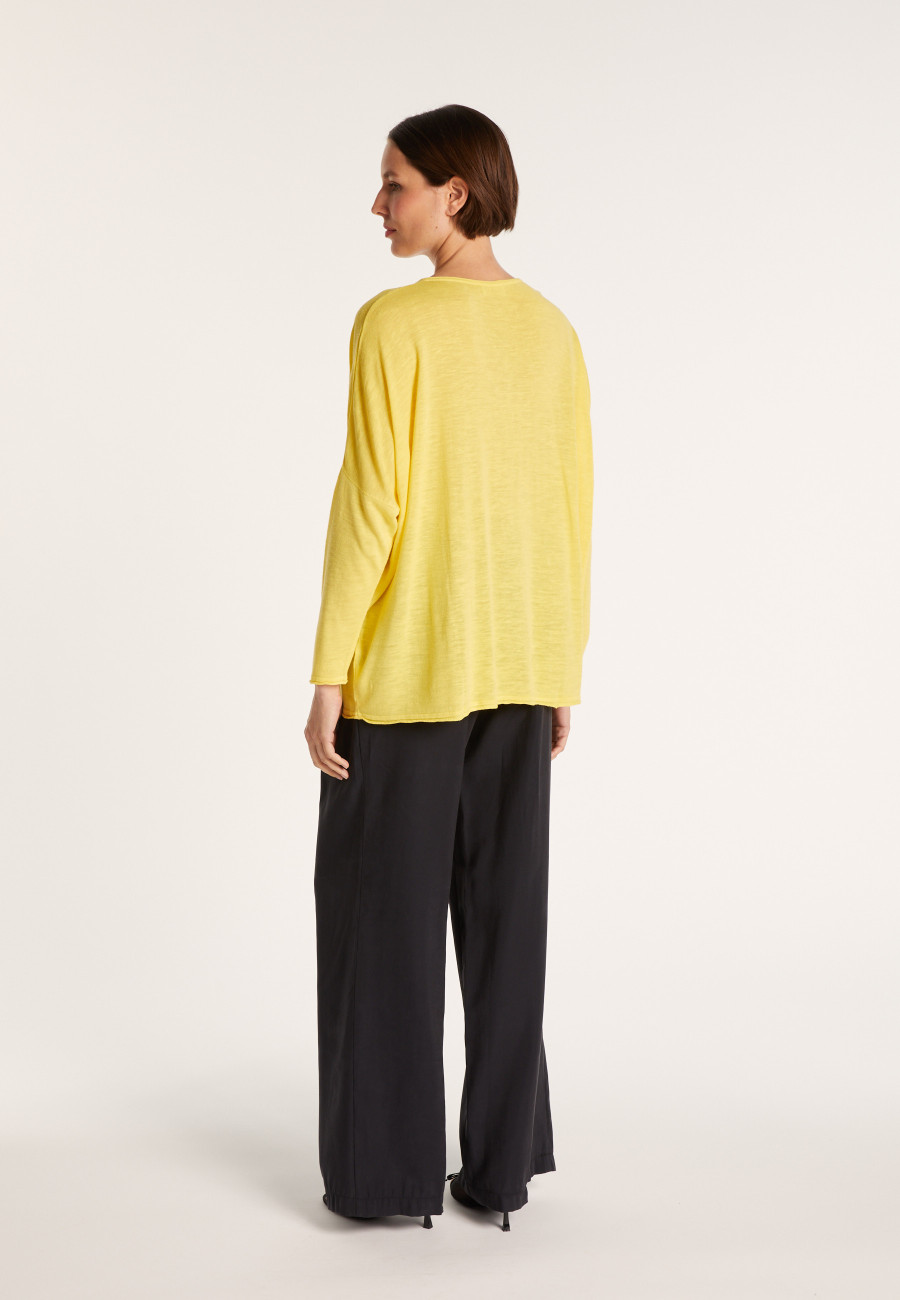 T-shirt ample col V - Malou 6461 acacia - 08 jaune