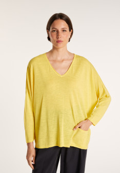 T-shirt ample col V - Malou 6461 acacia - 08 jaune