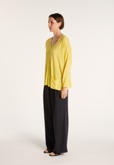 T-shirt ample col V - Malou 6461 acacia - 08 jaune