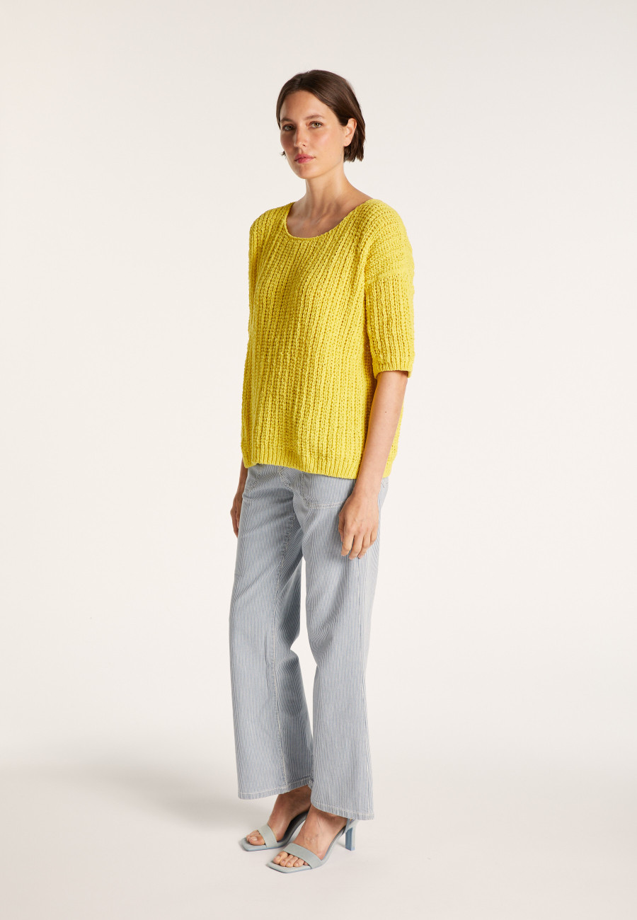 Petit pull en coton manches courtes - Marcelin 6461 acacia - 08 jaune