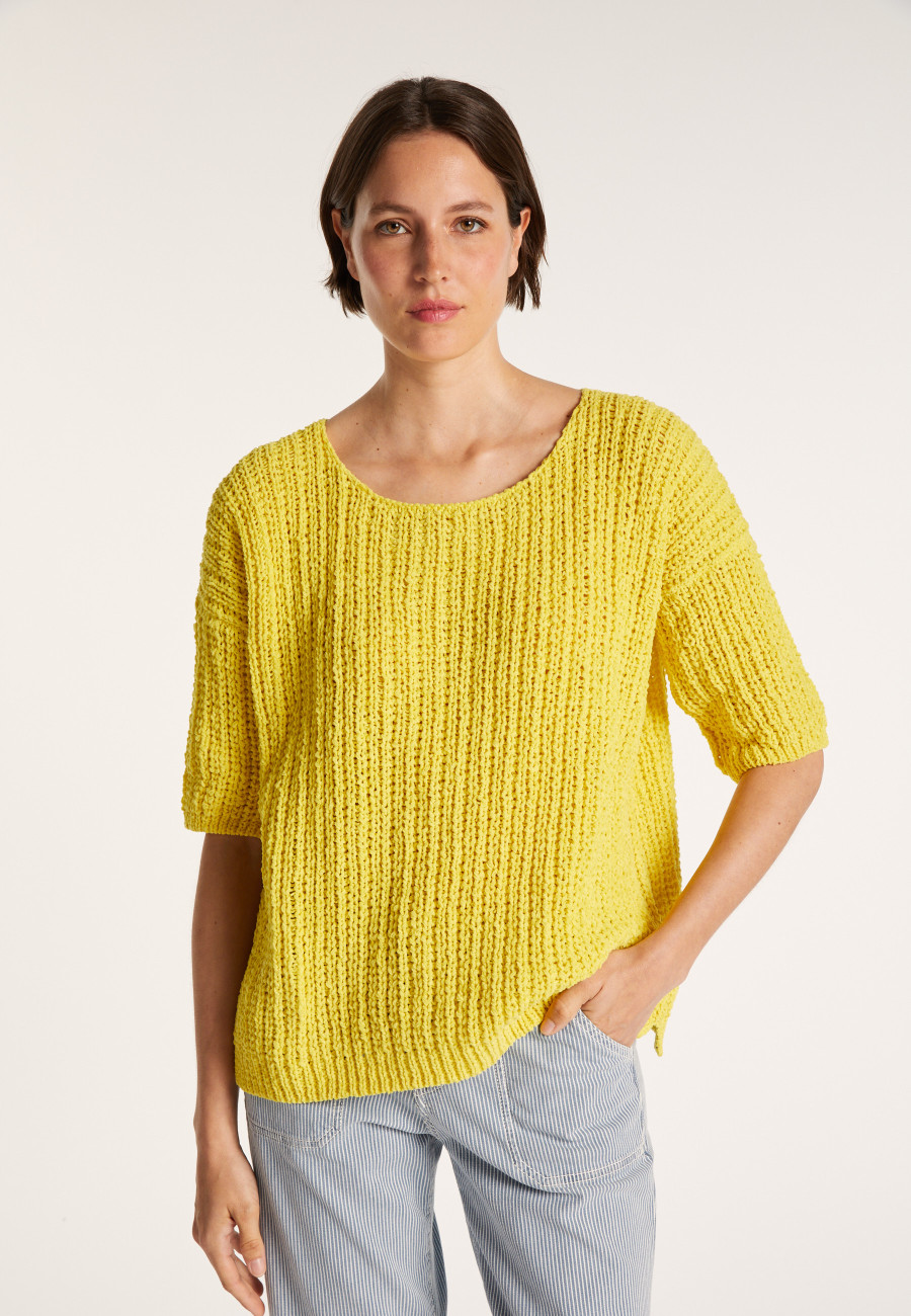 Petit pull en coton manches courtes - Marcelin 6461 acacia - 08 jaune