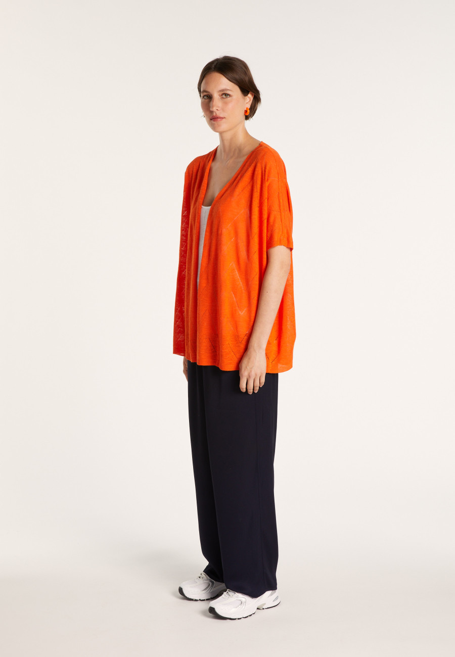 Long gilet en lin flammé - Cid 6883 flamine - 15 Orange