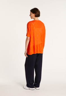 Long gilet en lin flammé - Cid 6883 flamine - 15 Orange