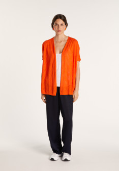 Long gilet en lin flammé - Cid 6883 flamine - 15 Orange