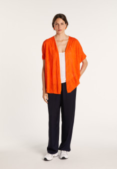 Long gilet en lin flammé - Cid 6883 flamine - 15 Orange