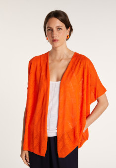 Long gilet en lin flammé - Cid 6883 flamine - 15 Orange