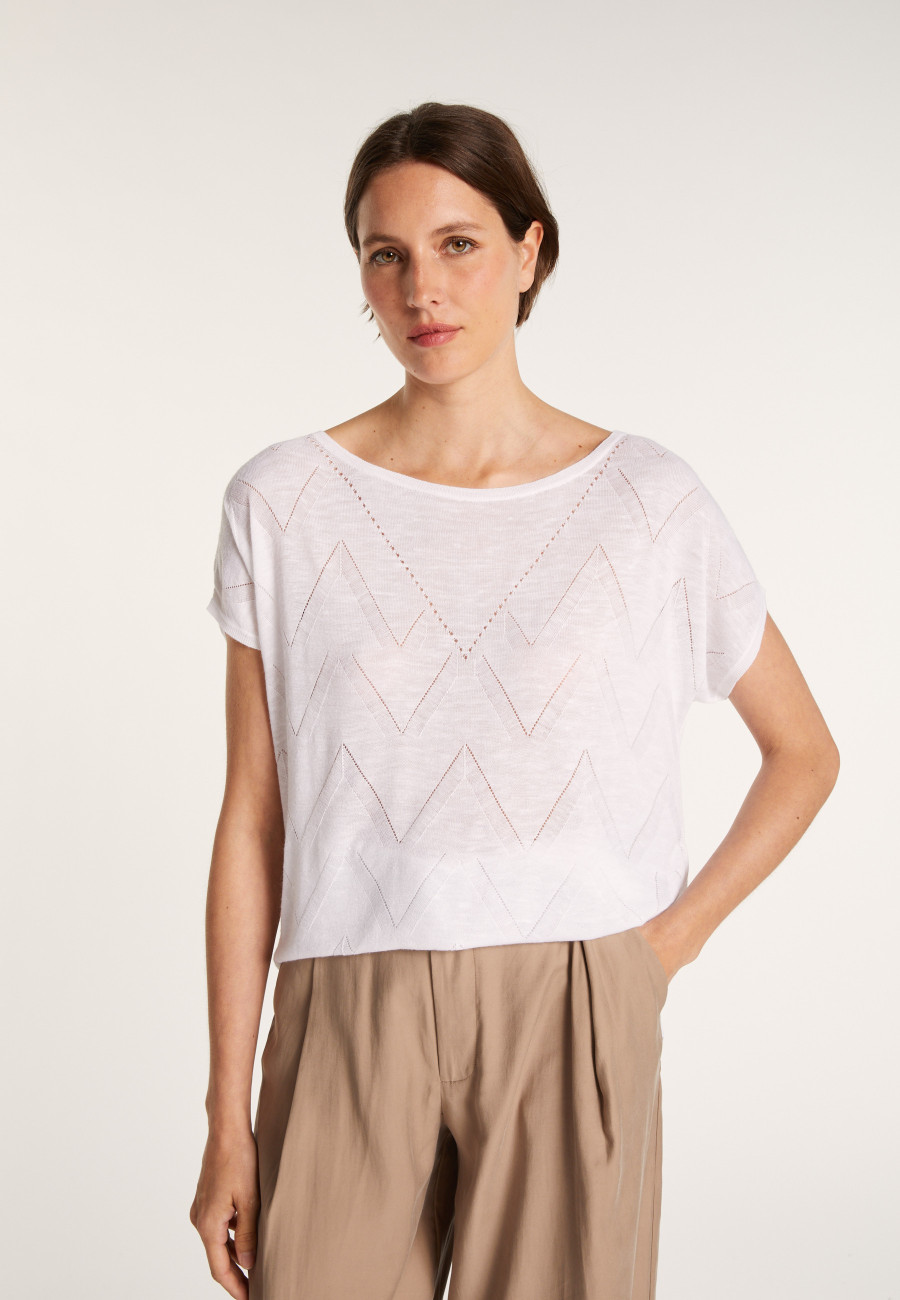 Long T-shirt en lin flammé - Coline 6800 blanc - 02 Blanc