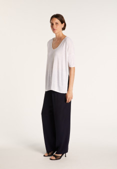 T-shirt oversize en lin flammé - Batalya 6800 blanc - 02 Blanc