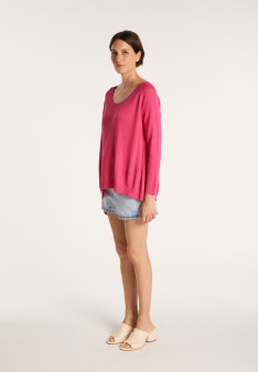 Grand pull col rond en point jersey - Babouche 7283 Corolle - 91 Fuchsia