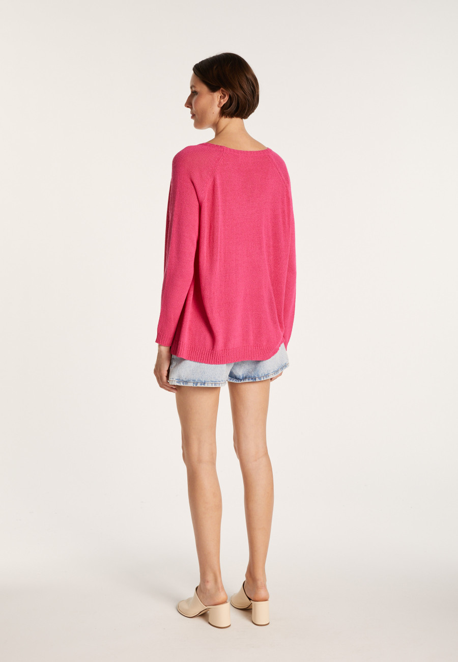 Grand pull col rond en point jersey - Babouche 7283 Corolle - 91 Fuchsia
