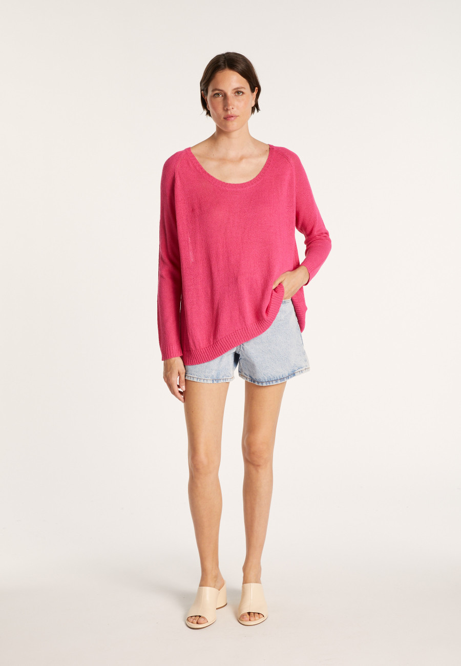 Grand pull col rond en point jersey - Babouche 7283 Corolle - 91 Fuchsia