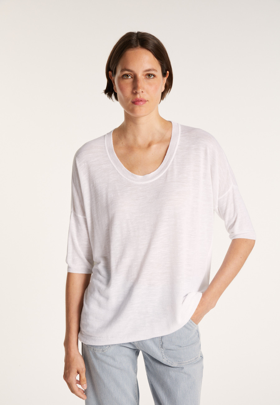 Loose round-neck slub linen T-shirt - Mairena