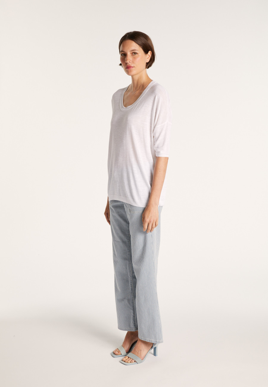 Loose round-neck slub linen T-shirt - Mairena