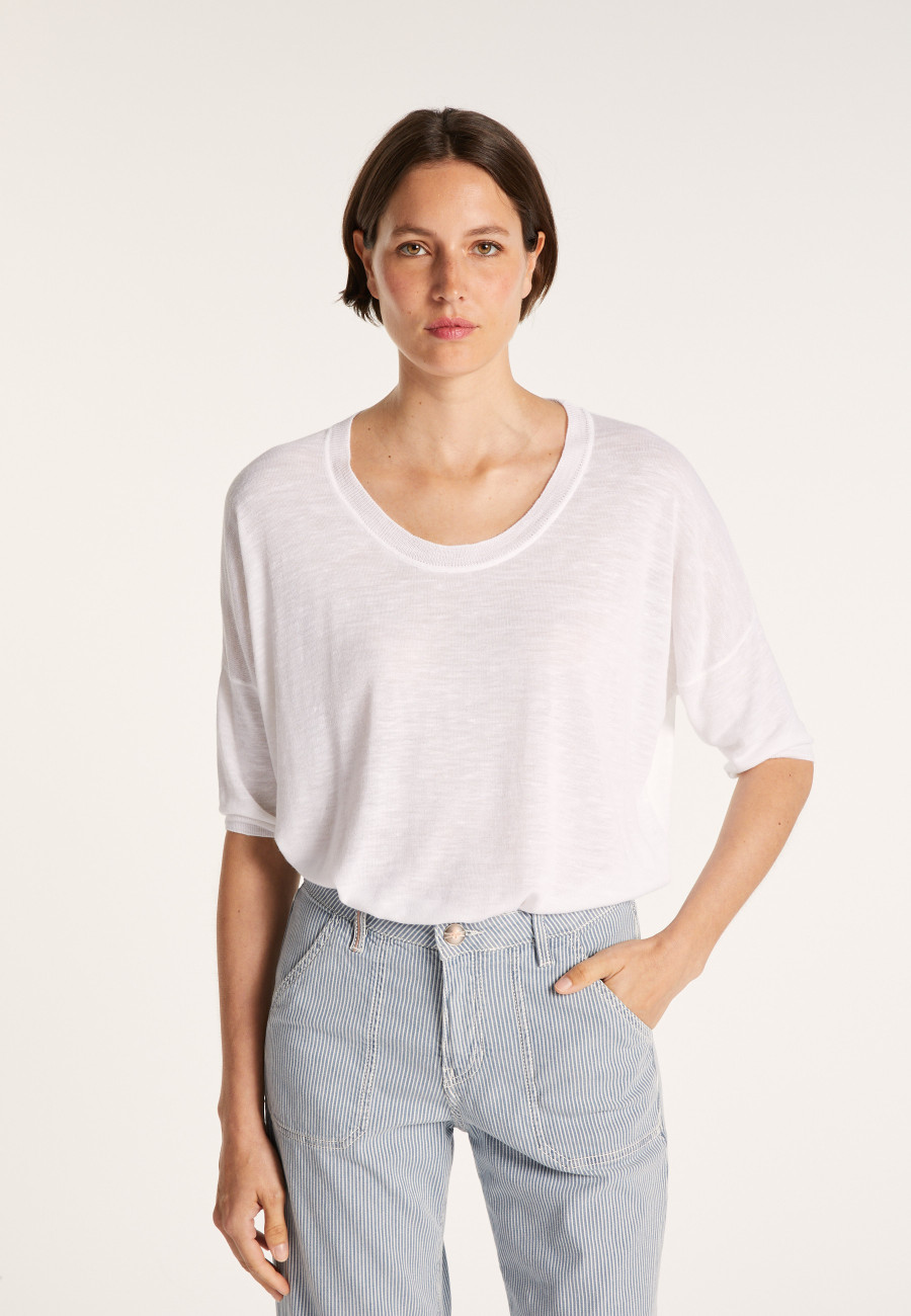 Loose round-neck slub linen T-shirt - Mairena