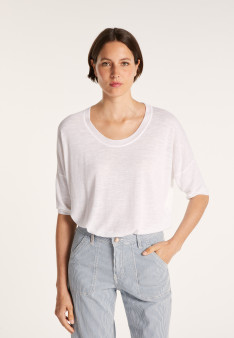 Loose round-neck slub linen T-shirt - Mairena