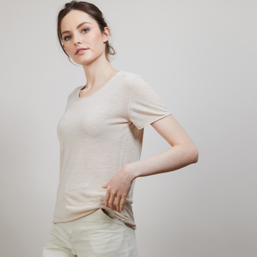 BANG T SHIRT EN LIN 6801 BEIGE - 12 BEIGE CLAIR