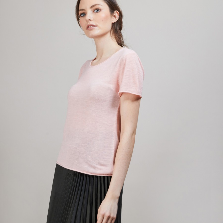 BANG T SHIRT EN LIN 6882 AUBEPINE- 24 ROSE CLAIR