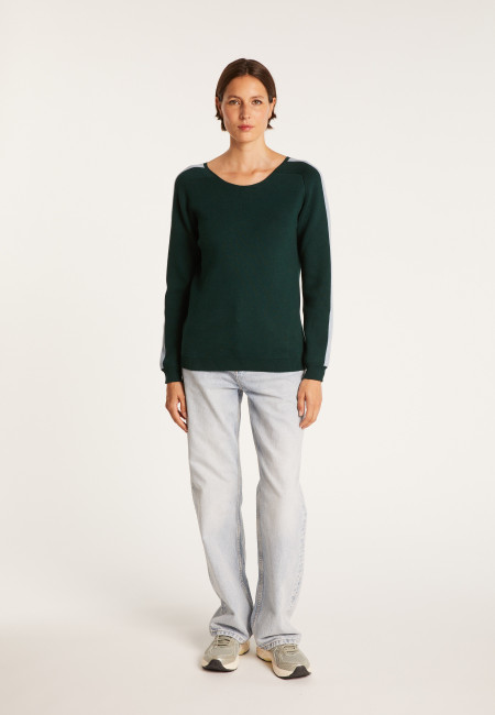 V-neck back jumper in cotton cashmere - Pandore