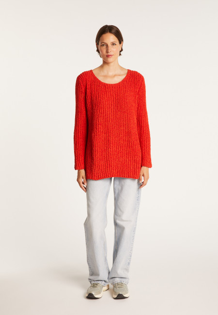 Jumper with slits in silk and wool velour - Bonnou