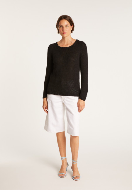 Cotton and wool silk round neck sweater - Benji