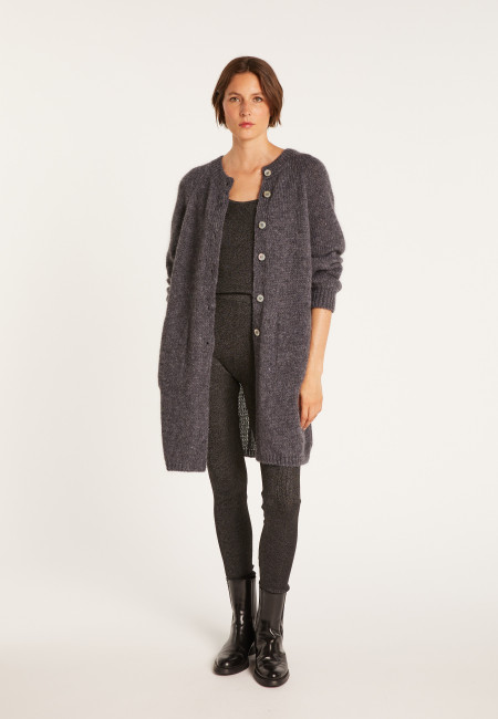 Gilet lungo in mohair con tasche - Gaya