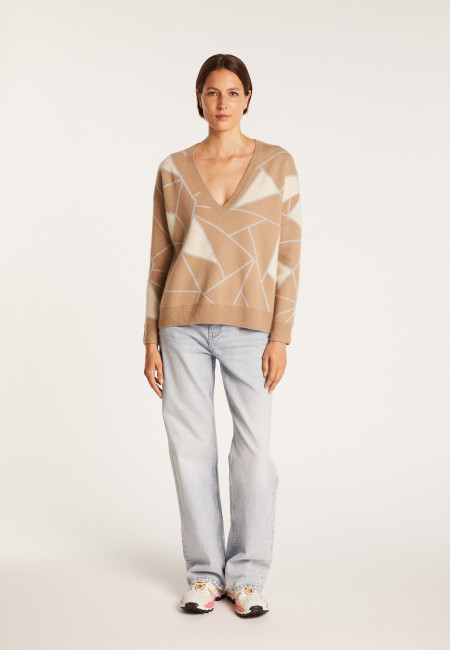 Maglia in cashmere fantasia geometrica - Felixa