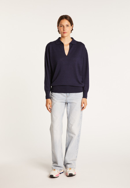 Linen cashmere sweater with polo neck - Bilbao