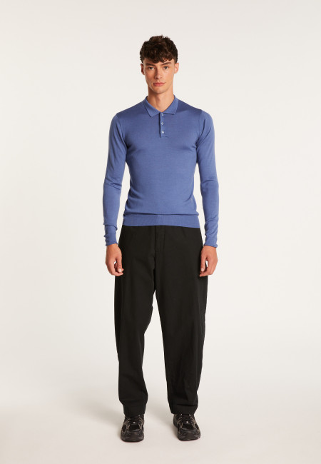 Long-sleeved merino wool polo shirt - Eni