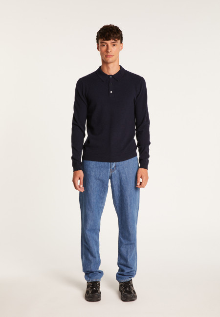 Jumper with polo collar in cashmere - Emerson