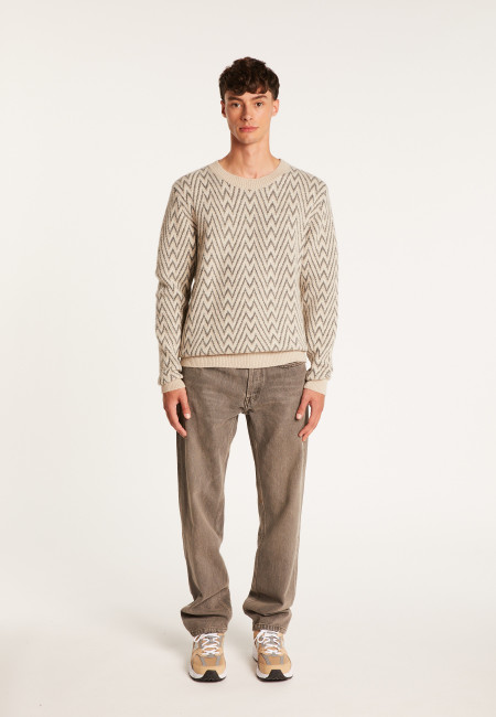 Herringbone pattern sweater in wool and Alpaca - Luka