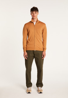 Gilet zippé avec logo en laine mérinos - Estian 7430 noisette - 88 Camel