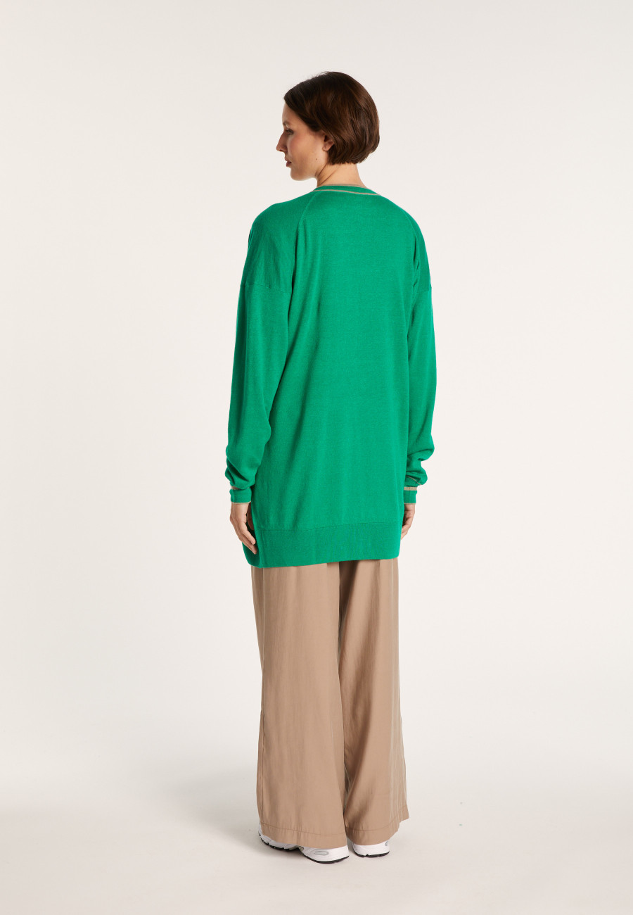 Long cardigan en lin cachemire - Narcissa 7319 veronese/sahara - 22 Vert moyen