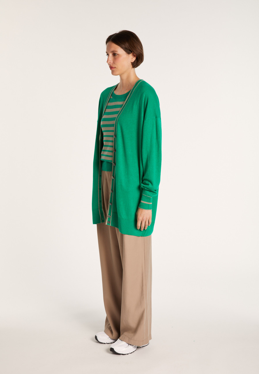 Long cardigan en lin cachemire - Narcissa 7319 veronese/sahara - 22 Vert moyen