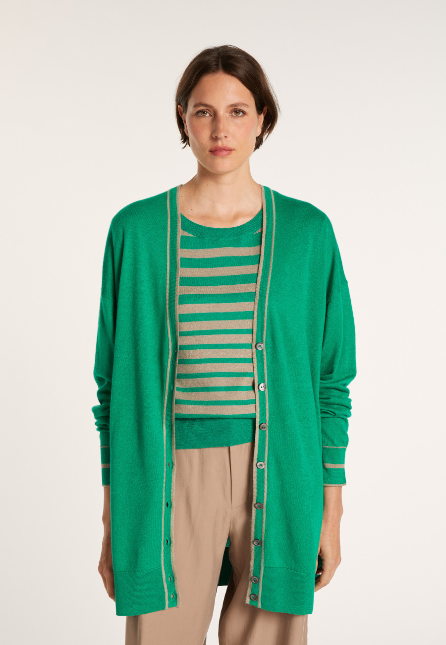 Long cardigan en lin cachemire - Narcissa 7319 veronese/sahara - 22 Vert moyen