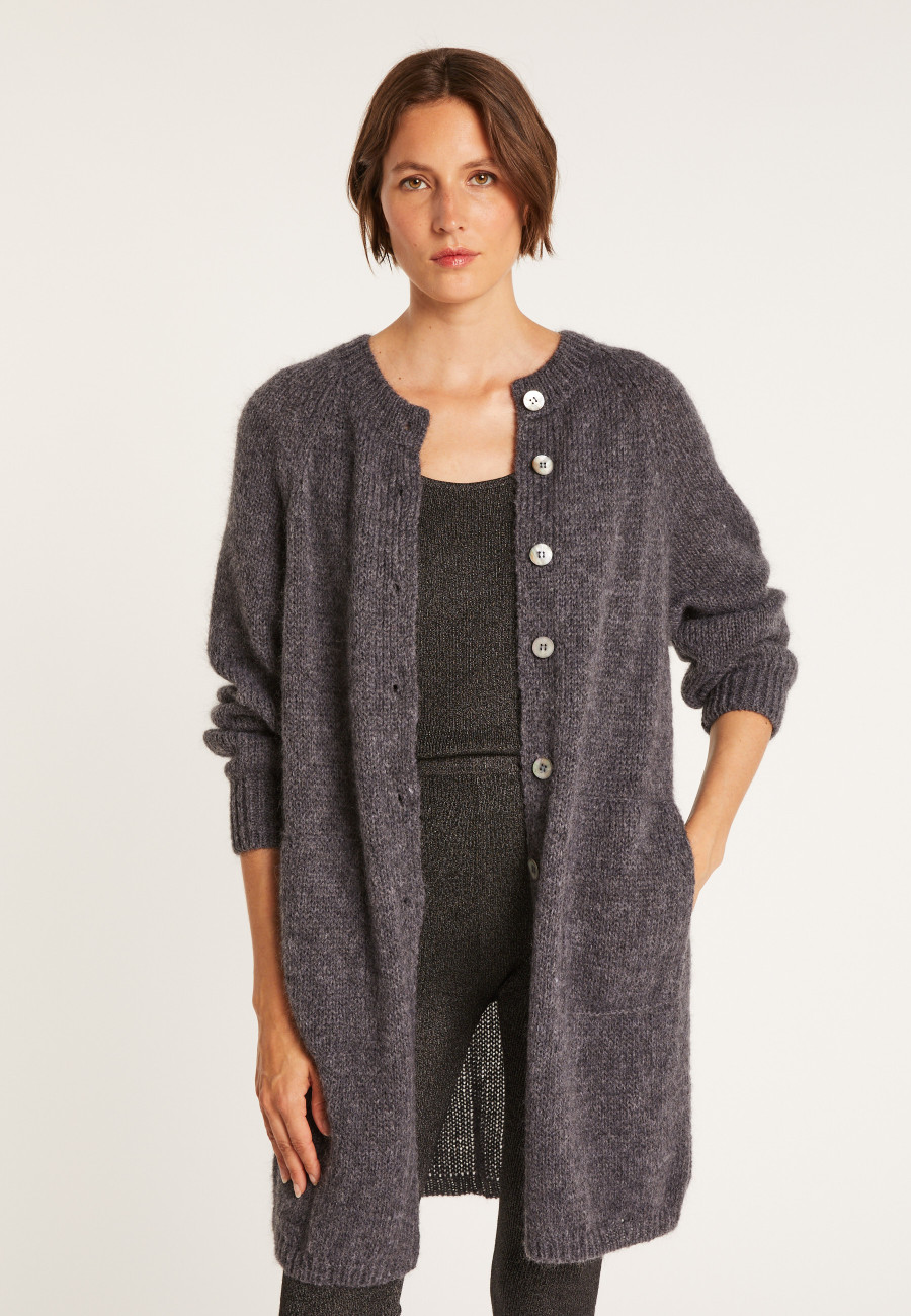 Long gilet 2 poches en mohair - Gaya 