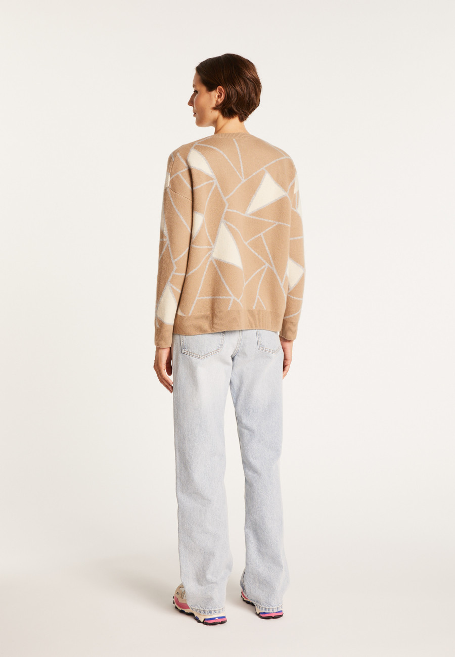 Pull à motifs géométriques en cachemire - Felix - 7103 dune/vapeur/arome - 13 Beige moyen