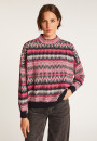 Pull motifs aztèques en  laine - Fidji 7159 marine/vapeur/pivoine 05 Bleu marine