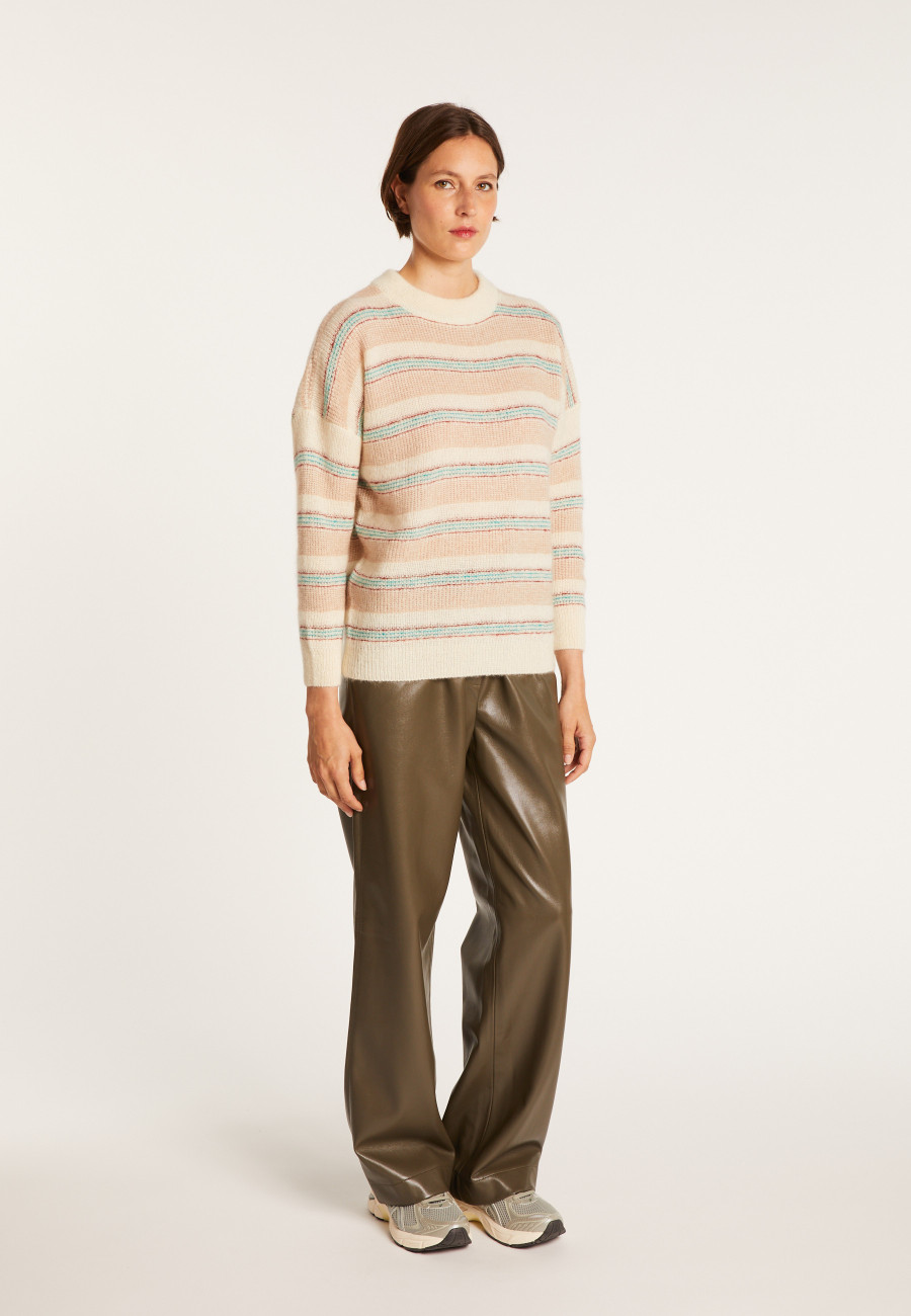 Round-neck striped mohair sweater - Charlie