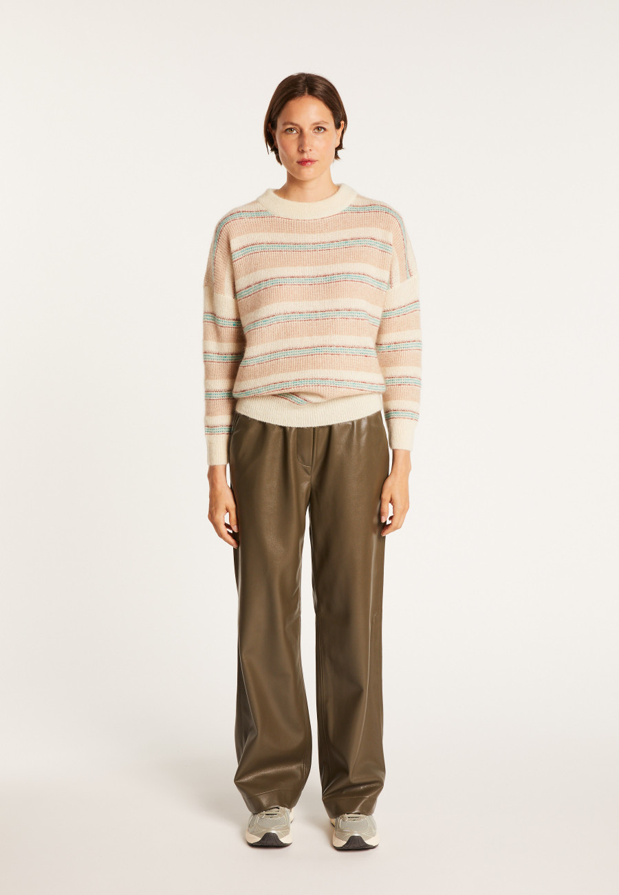 Round-neck striped mohair sweater - Charlie