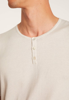 Cotton and cashmere T-shirt with Tunisian collar - Harumi