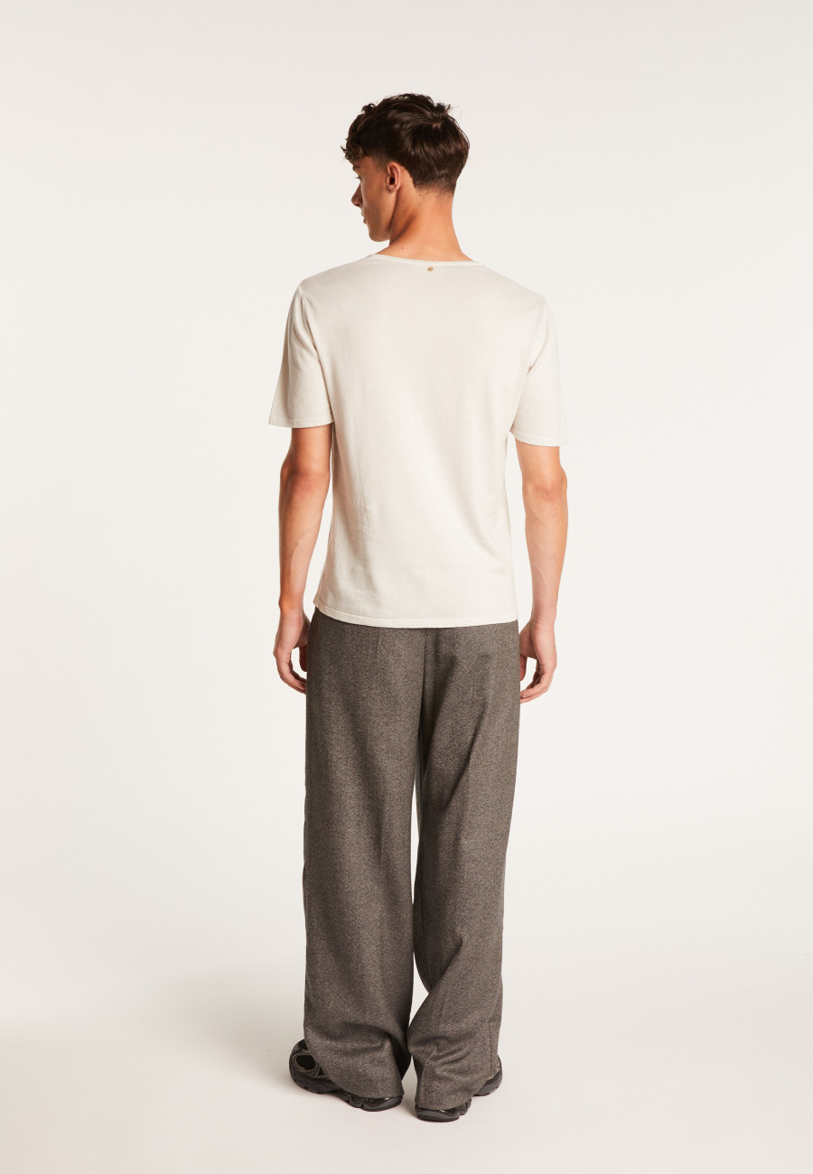 T-shirt col tunisien en coton cachemire - Haruni