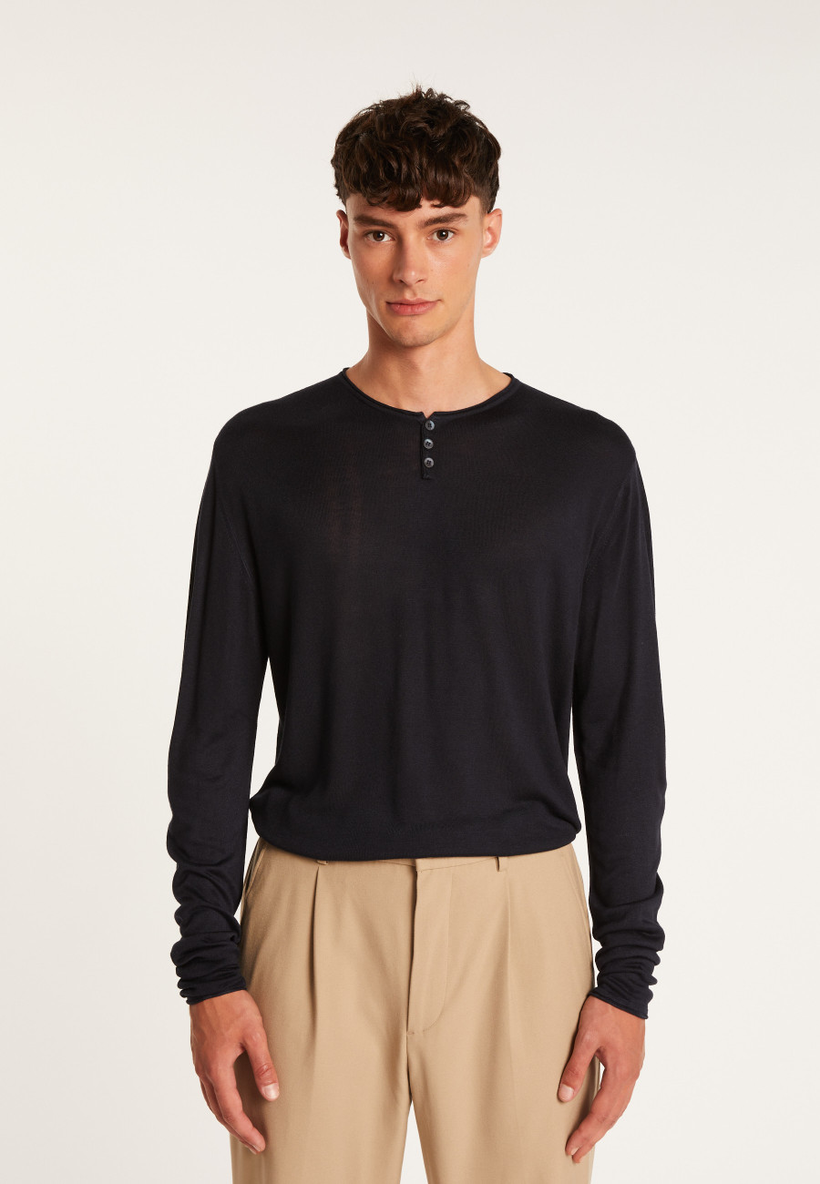 Cotton and cashmere Henley jumper - Honura