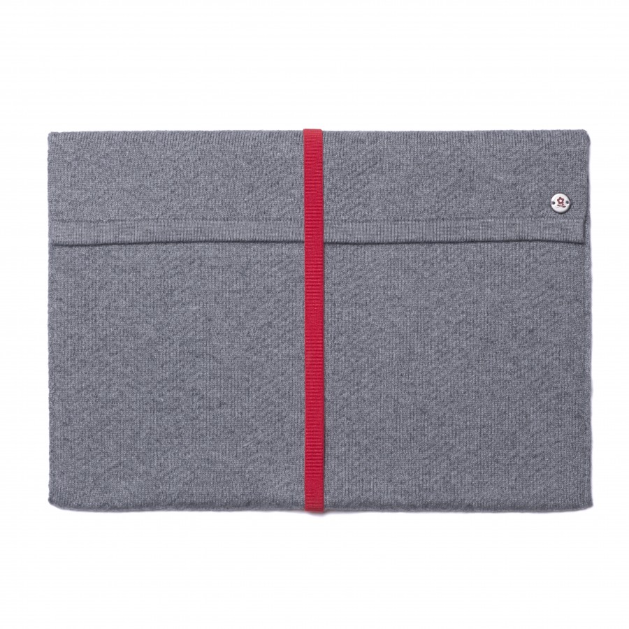 Pochette iPad en maille Montagut noir chiné tres clair
