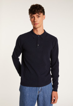 Pull col polo en cachemire - Billy 6610 noir - 01 Noir