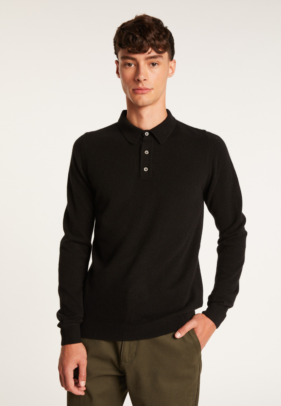 long-sleeved polo shirt in 100% cashmere-BILLY