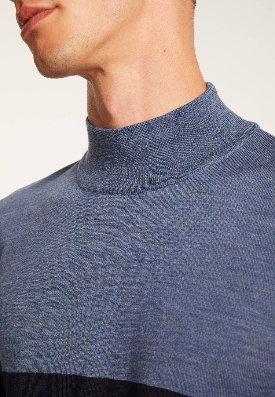 Pull rayé col montant en laine - Lazaar