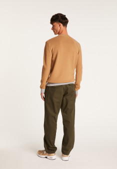 Two-tone round-neck merino wool sweater - Adrien