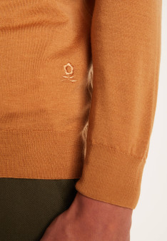 Gilet zippé avec logo en laine mérinos - Estian 7430 noisette - 88 Camel