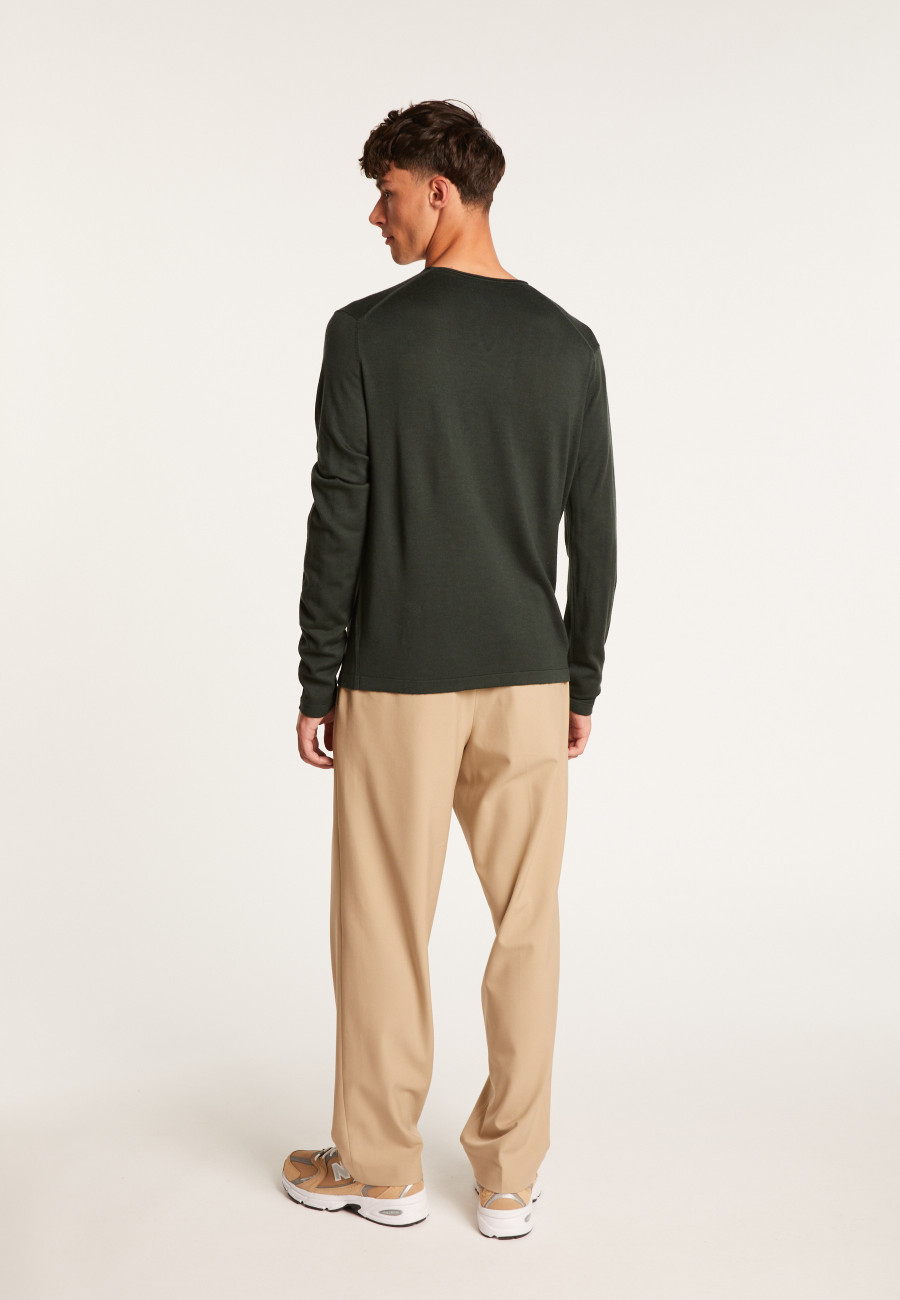Merino wool sweater with Tunisian collar with logo - Etan