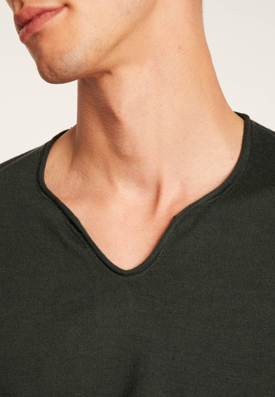 Pull col tunisien avec logo en laine mérinos - Etan